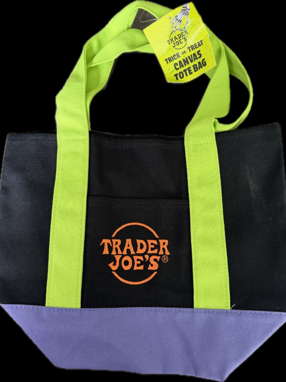 New with Tag Trader Joe’s Trick or Treat Black Canvas Tote Bag - Picture 3 of 4